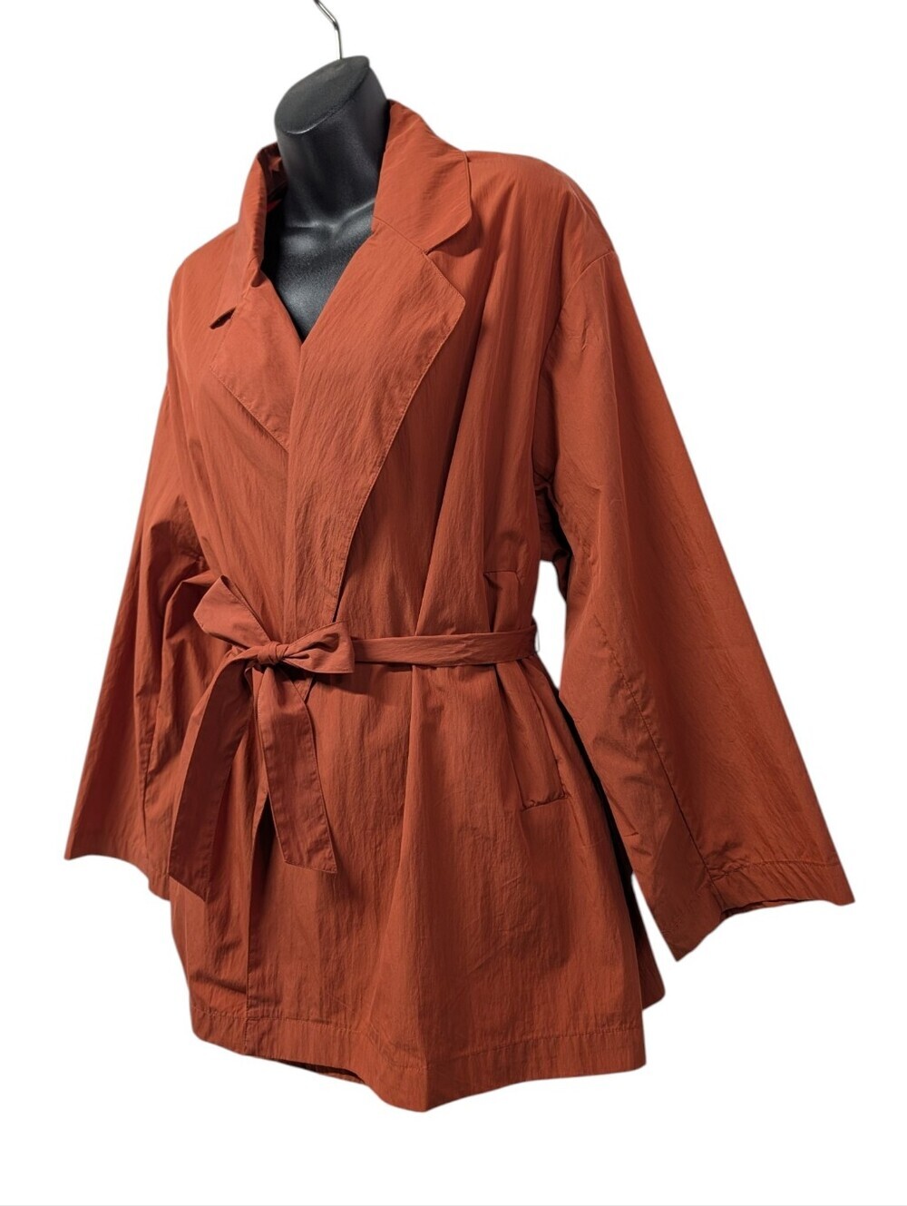 89th + Madison Rust Orange Belted Wrap Jacket Size M Collared Trench Coat Loght - Picture 3 of 7